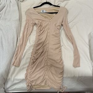 Elegant Cream Ruched Princess Polly Dress